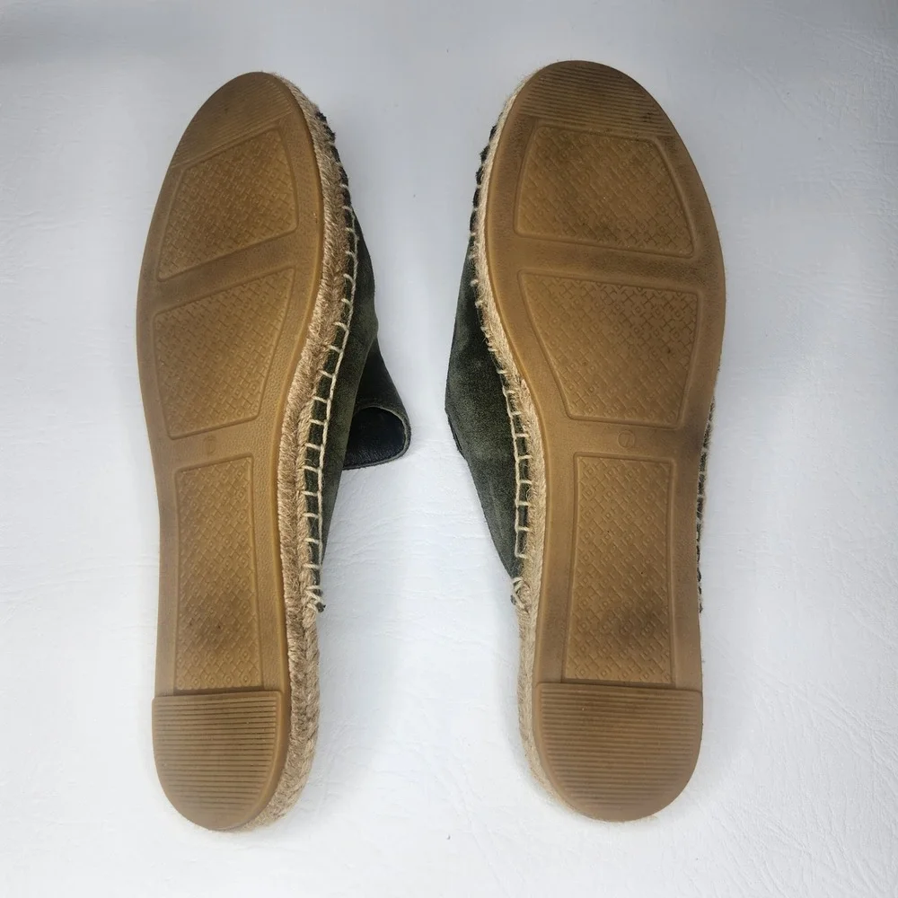 Tory Burch Olive Green Suede Espadrille Mules Slides 7M 55951 117